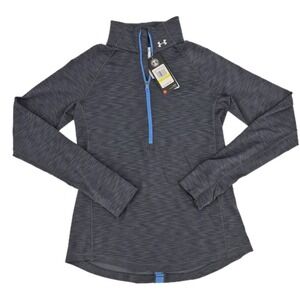 NWT Under Armour Women's Tech/ColdGear 1/2 Zip Pullover Top Grey Activewear Sz M